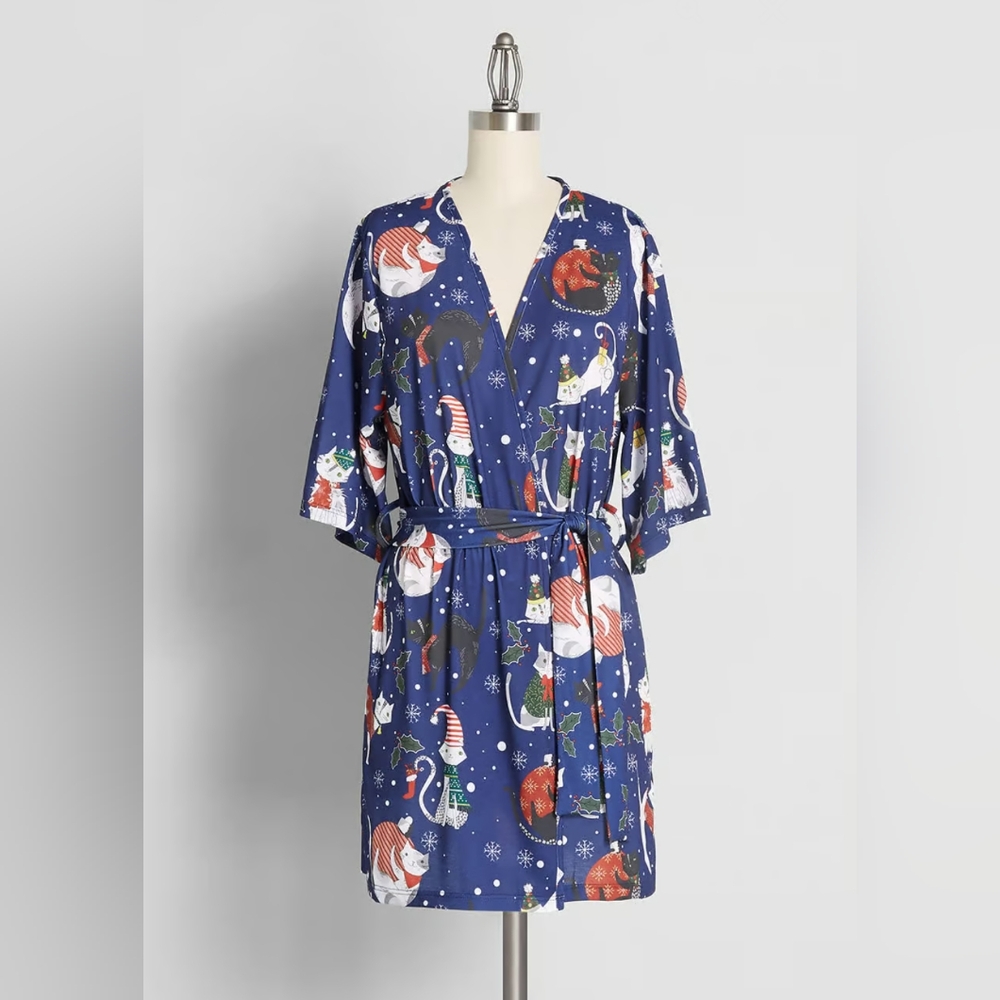 NWT 'Feline' Christmassy Robe - 3X/4X